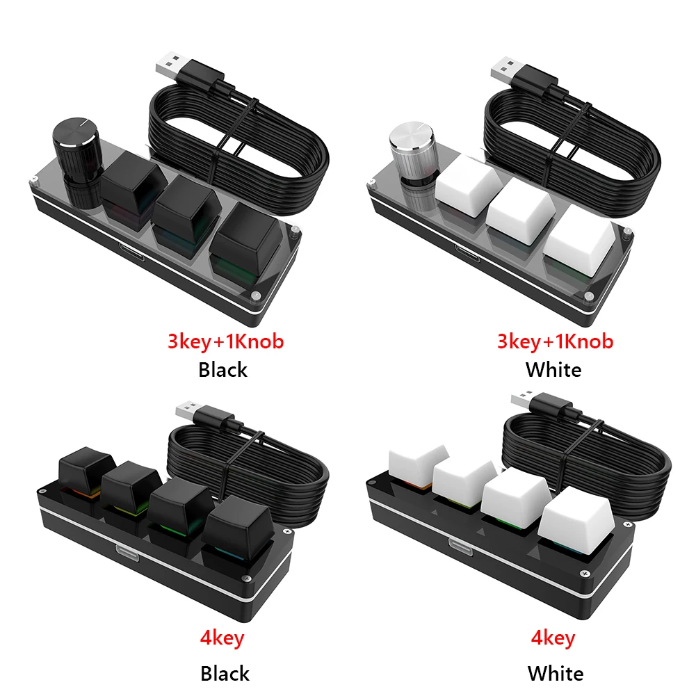 Programming Macro Custom Knob Keyboard RGB 3 Key 4key Copy Paste Photoshop Gaming Mini Mechanical Hotswap Macropad |
