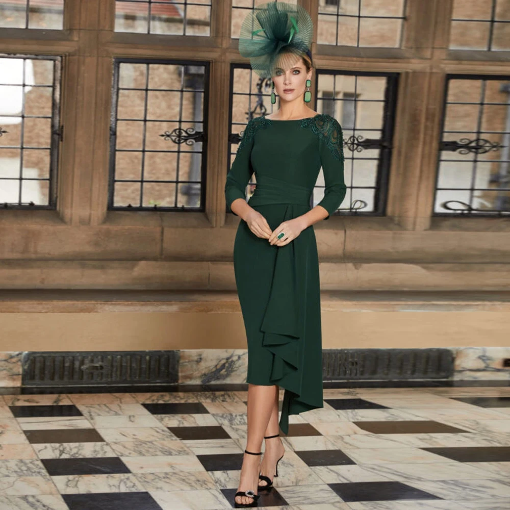 Green Three Quarter Sleeves Mother of the Bride Dress Tea-Length Gown Chiffon Scoop Neck Dresses Formal Wedding Party
Green Three Quarter Sleeves Mother of the Bride Dress Tea-Length Gown Chiffon Scoop Neck Dresses Formal Wedding Party