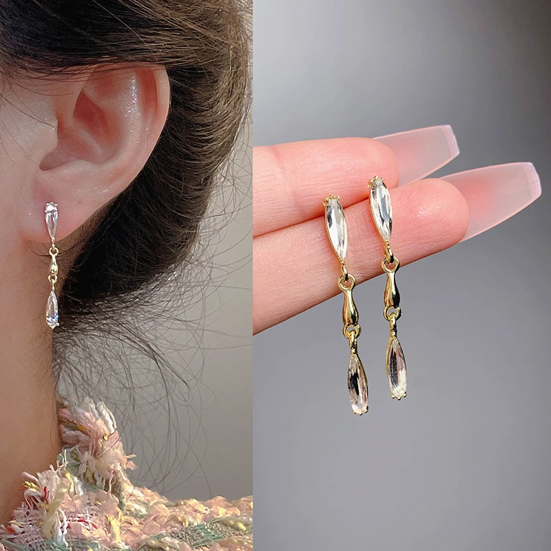 2023 Fashion Tassel Earring Delicacy Zircon Water Drop Earrings For Women Female Wedding Daily Jewelry Hanging Pendant Gifts
2023 Fashion Tassel Earring Delicacy Zircon Water Drop Earrings For Women Female Wedding Daily Jewelry Hanging Pendant Gifts