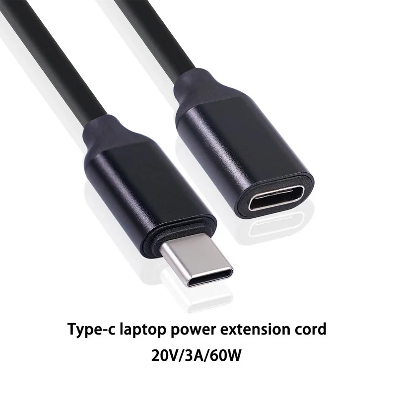 

60W Type-C Male To Female Extension Cable 3A 20V USB Power Supply 0.5/1/1.5m Charging Cord Wire Extending Connector Cord Line