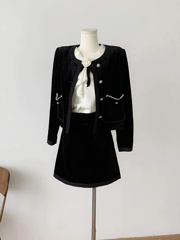 Korean Formal Occasion Outfits 2 Piece Set Black Luxury Cardigan Single Breasted+Wrap Hip High Waist Skirts Elegant Preppy Style 
Korean Formal Occasion Outfits 2 Piece Set Black Luxury Cardigan Single Breasted+Wrap Hip High Waist Skirts Elegant Preppy Style