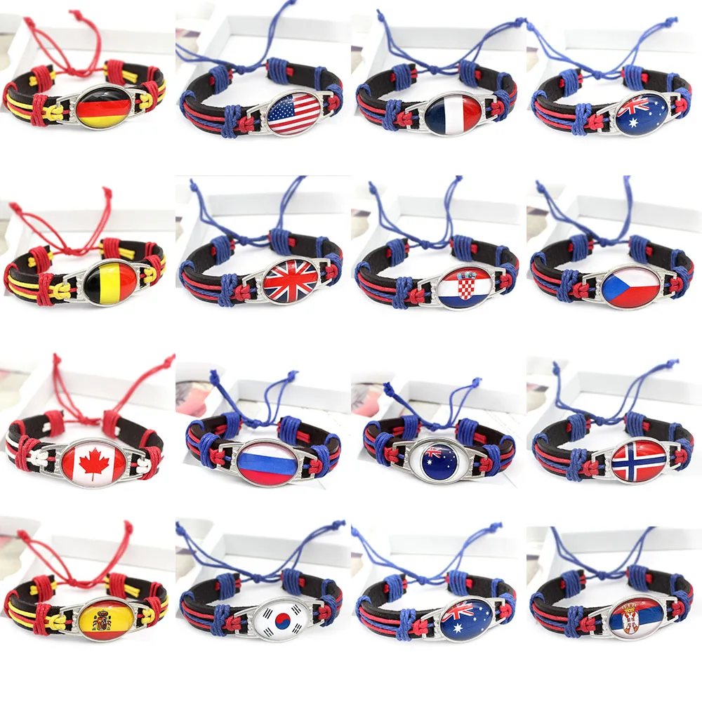 

World Country Flag Bracelet Russia Mexico France Spain Italy Portugal National Flag Bracelet Bangles for Men Women Jewelry Gifts