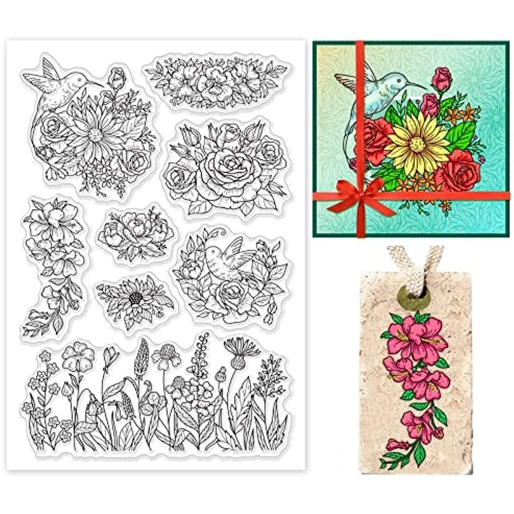 

Flower Clear Stamps Scrapbook Daisy Sunflower Silicone Rubber Stamp Film Frame Seal Stamps for Photo Gift Decor Scrapbooking