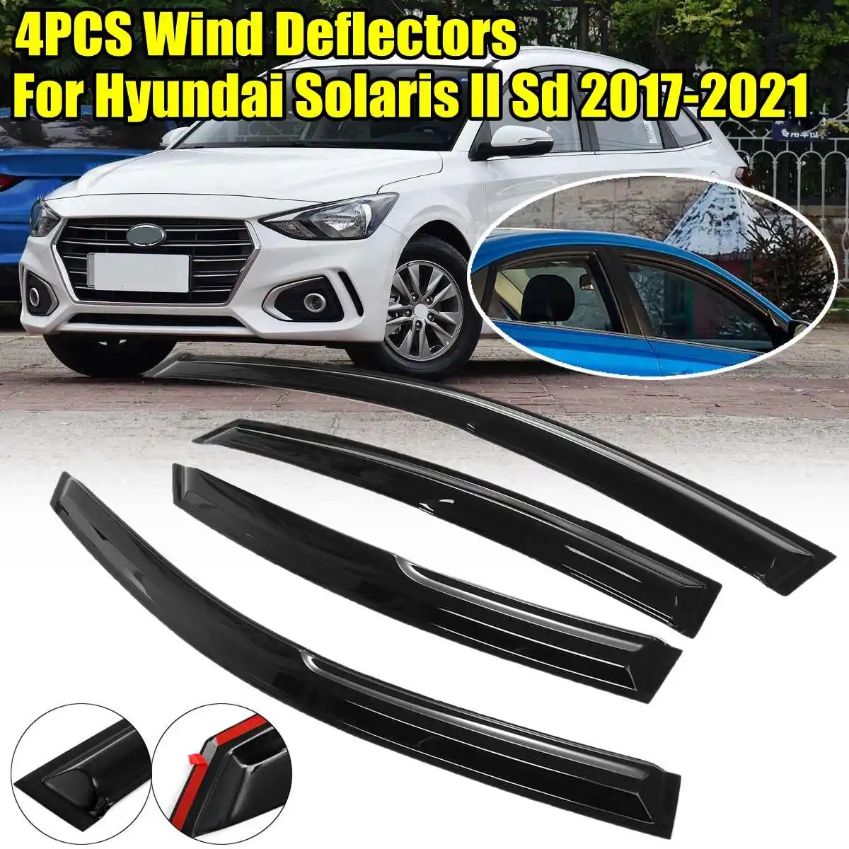 New 4x Car Side Window Deflector For Hyundai Solaris ll Sd 2017-2021 Rain Sun Wind Visor Vent Shields Deflectors Weathershileds
New 4x Car Side Window Deflector For Hyundai Solaris ll Sd 2017-2021 Rain Sun Wind Visor Vent Shields Deflectors Weathershileds