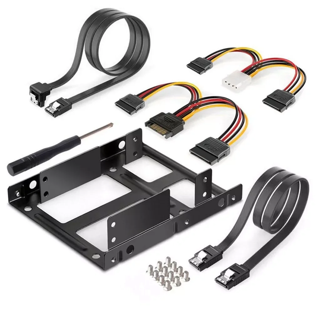 NEW2022 2X 2.5 Inch SSD To 3.5 Inch Internal Hard Disk Drive Mounting Kit Bracket With SATA Data Cables And Power Cables
NEW2022 2X 2.5 Inch SSD To 3.5 Inch Internal Hard Disk Drive Mounting Kit Bracket With SATA Data Cables And Power Cables