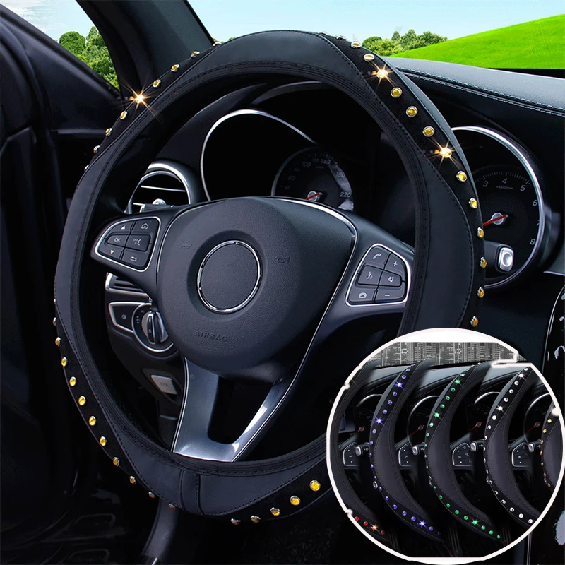 Car Steering Wheel Cover Without Inner Ring Diamond-Encrusted Gem Flash Elastic Steering Wheel Cover Interior Accessorie Cute
Car Steering Wheel Cover Without Inner Ring Diamond-Encrusted Gem Flash Elastic Steering Wheel Cover Interior Accessorie Cute