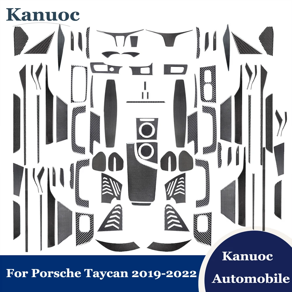 Для Porsche Taycan 2019 2020 2021 2022 комплект черных наклеек из углеродного волокна салон