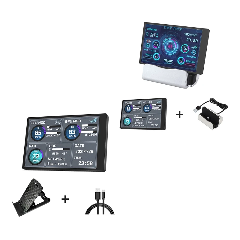 PC Temperature Display for PC ARGB Computer Case Secondary Screen, IPS USB Mini Screen PC CPU HDD Data Monitor
PC Temperature Display for PC ARGB Computer Case Secondary Screen, IPS USB Mini Screen PC CPU HDD Data Monitor