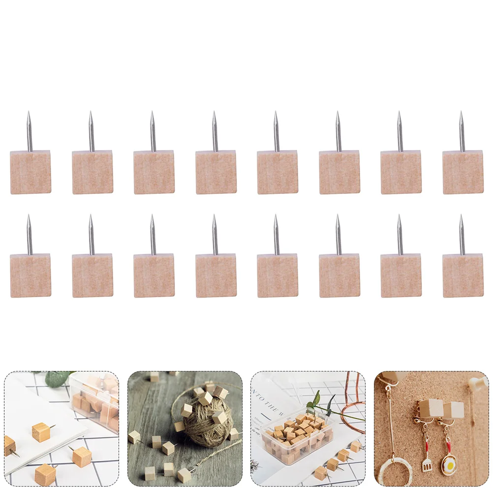 

Wooden Tacks Push Thumb Board Bulletin Craft Cork Decorative Pin Photo Calendar Pushpin Wood Map Drawing Pushpins