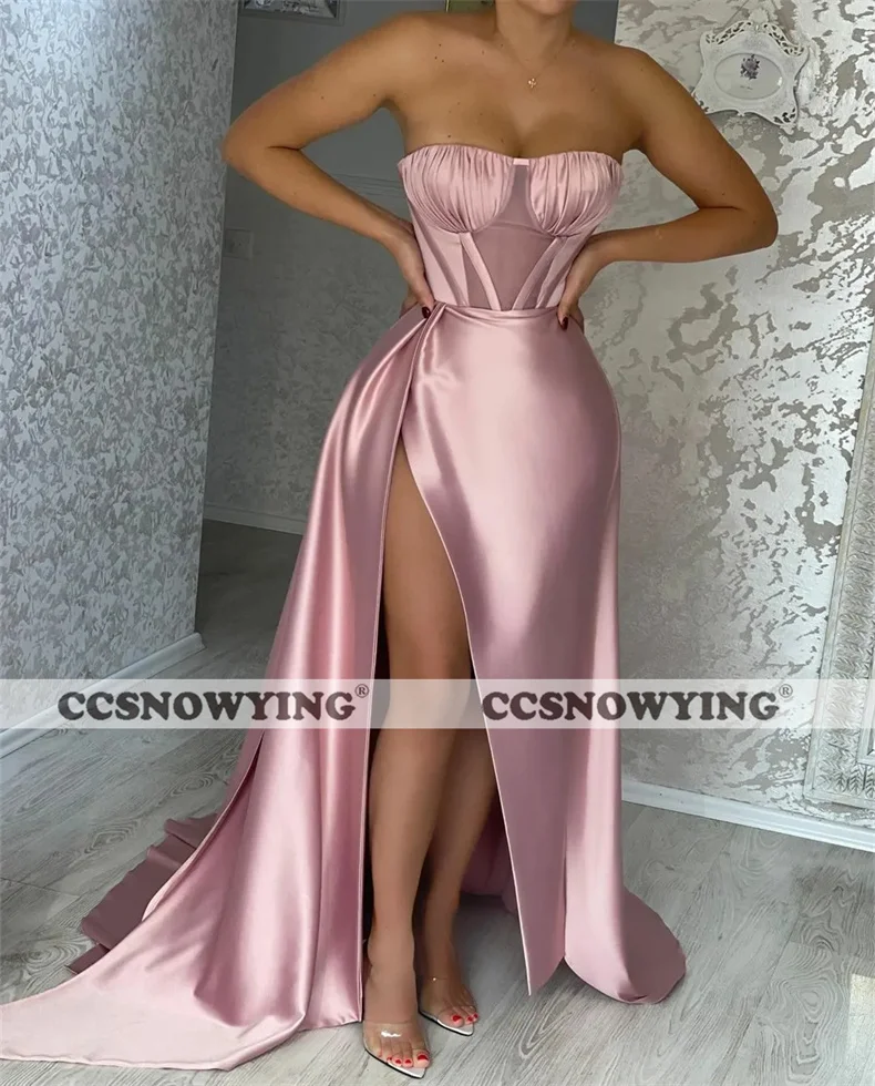 Sexy Mermaid Strapless Evening Dresses Satin High Slit Prom Dress Women Formal Party Gown Robes De Soirée
Sexy Mermaid Strapless Evening Dresses Satin High Slit Prom Dress Women Formal Party Gown Robes De Soirée