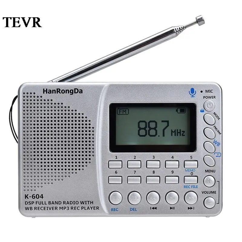 

New FM Stereo Radio AM WB Multifunctional Radio MP3 Player with Time Display Card Line-in Recorder Support TF Card K-604