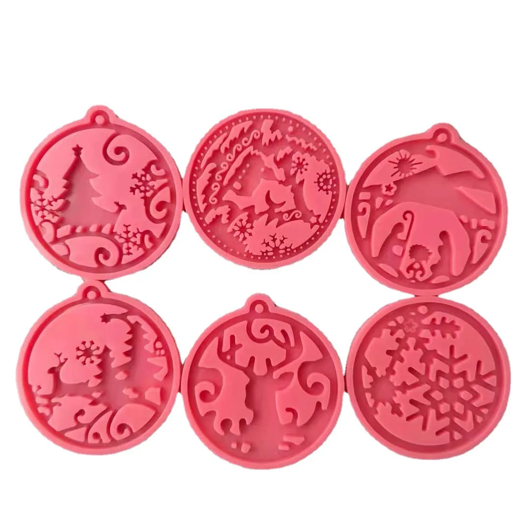 

Crystal Christmas Series Epoxy Resin Mold Keychain with hole DIY Uv Resin Snowflake Deer Pendant Casting Molds Silicone Moulds