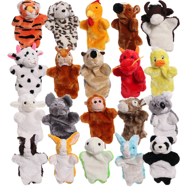 

25cm Animals Hand Puppet Plush Stuffed Toys Baby Educational Kawaii Doll Kindergarten Storytelling Props Children Birthday Gifts