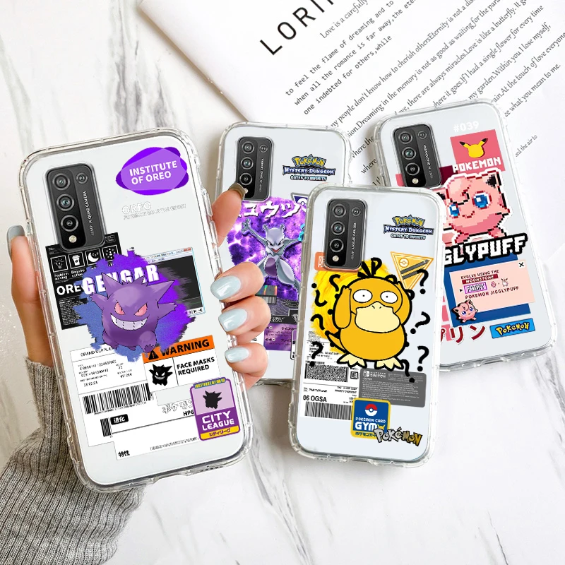 

Pokemon Mewtwo Gengar Psyduck Transparent Phone Case For OPPO Find X6 X5 X3 F21 Neo Lite A96 A57 A77 A74 A76 A55 A54 A53 K10 5G