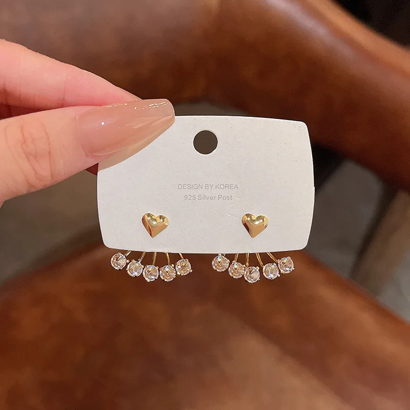 Gold Color Heart Imitation Pearl Earrings For Women Back Hanging Sparkling Zircon Korean Fashion Jewelry Two Wear
Gold Color Heart Imitation Pearl Earrings For Women Back Hanging Sparkling Zircon Korean Fashion Jewelry Two Wear