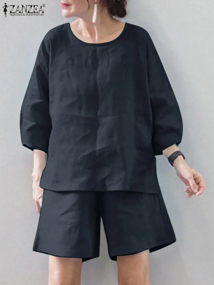 ZANZEA 3/4 Sleeve O-Neck Blouse Loose Shorts 2pcs Summer Woman Fashion Solid Suit Casual Street Tracksuits Femme Elegant Outifit
ZANZEA 3/4 Sleeve O-Neck Blouse Loose Shorts 2pcs Summer Woman Fashion Solid Suit Casual Street Tracksuits Femme Elegant Outifit