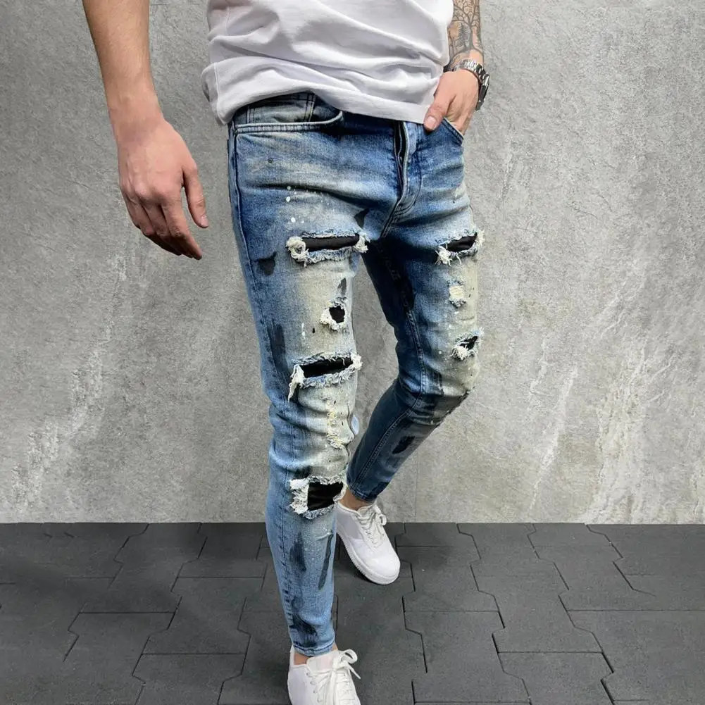 Men Trousers Trendy Slim Fit Cool Skinny Broken Holes Denim Pants for Daily Wear
Men Trousers Trendy Slim Fit Cool Skinny Broken Holes Denim Pants for Daily Wear