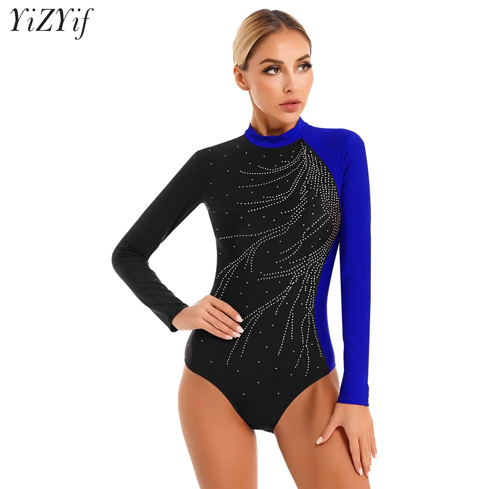Women Long Sleeve Glitter Rhinestone Dance Leotard Gymnastics Yoga Ballet Training Athletic Bodysuit Figure Skating Costume
Women Long Sleeve Glitter Rhinestone Dance Leotard Gymnastics Yoga Ballet Training Athletic Bodysuit Figure Skating Costume