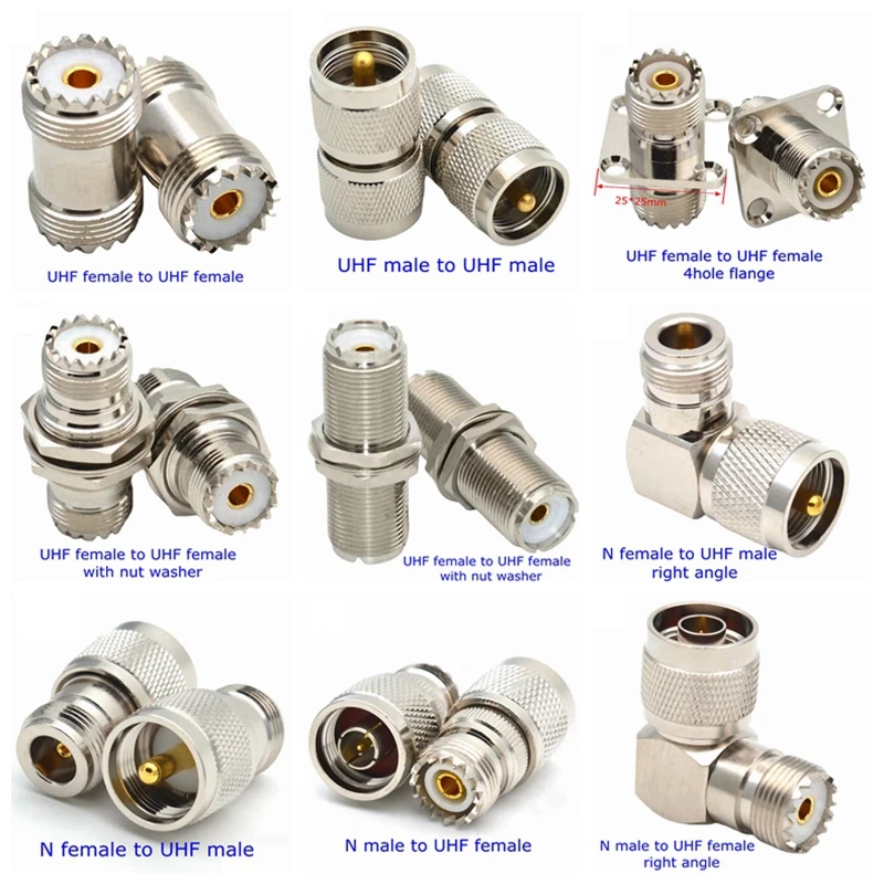

1Pcs SO239 UHF PL259 Male Female Mount Socket Connector SL16 UHF SO-239 PL-259 To N Type TNC UHF Adapter Coaxial Copper Brass RF