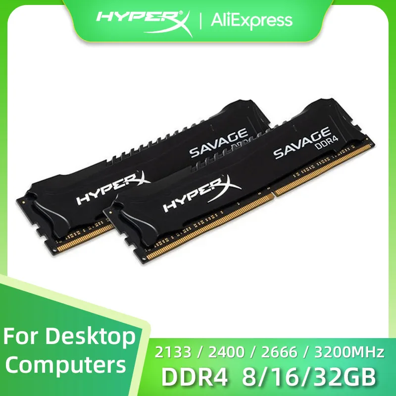 

HyperX SAVAGE Memoria DDR4 RAM 8GB 16GB 3200MHz 2400MHz 2666MHz Desktop Memory DIMM 1.2V 288 Pins PC4-25600 21300 19200 Memory