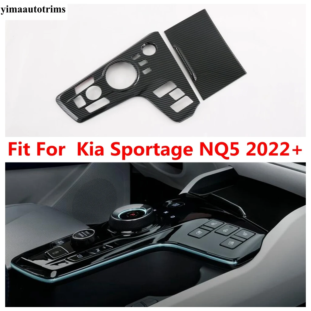 

Автомобильная центральная консоль из углеродного волокна, 2 шт., панель переключения передач, рамка, обшивка для Kia Sportage NQ5 2022 2023, аксессуары, комплект для интерьера