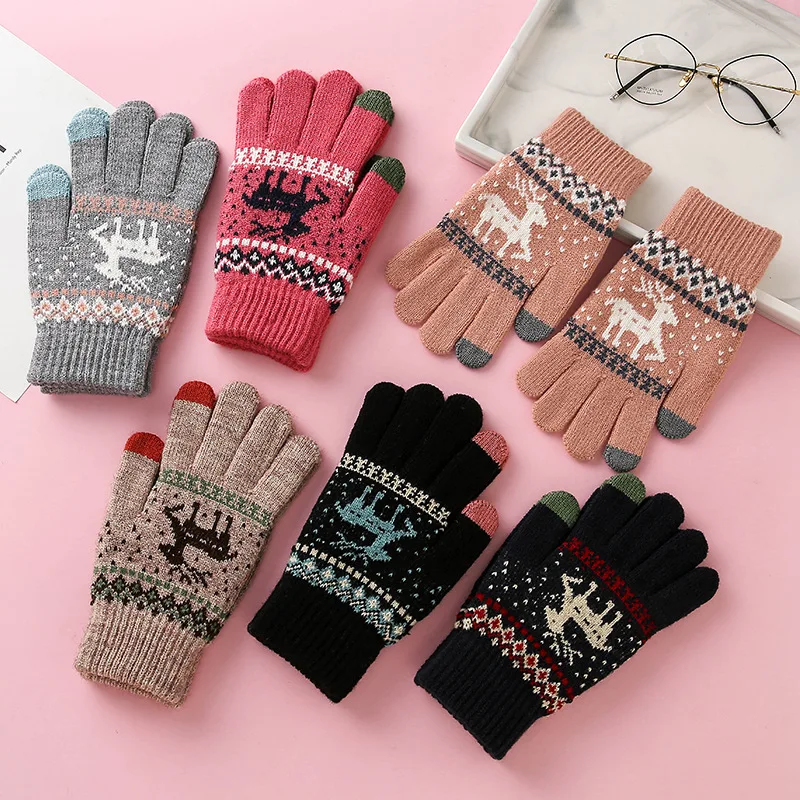 Women Thick Knitted Gloves Touch Screen Winter Warm Mittens Christmas Elk Print Kawaii Full Finger Outdoor Cycling Mittens
Women Thick Knitted Gloves Touch Screen Winter Warm Mittens Christmas Elk Print Kawaii Full Finger Outdoor Cycling Mittens