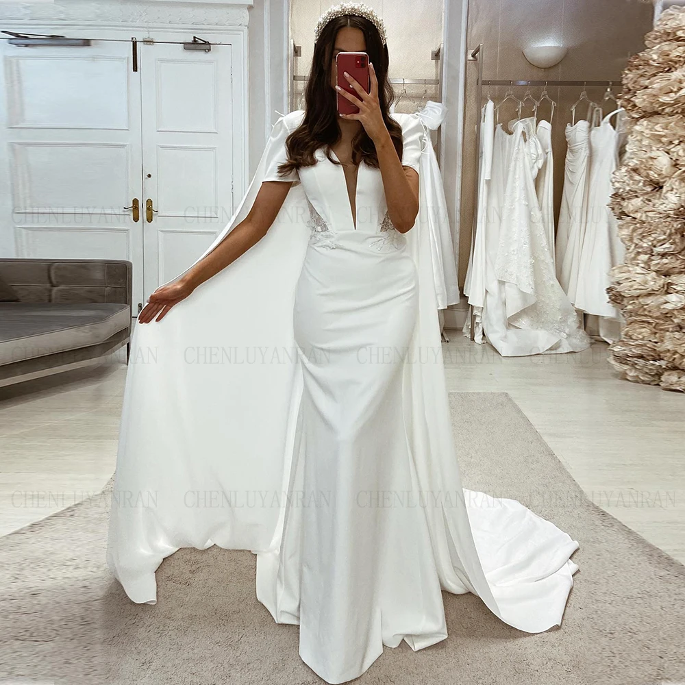 Exquisite Mermaid Wedding Dresses Applique Satin Bride Dresses With Shawl Elegant Long Dresses For Women 2023 Robe De Mariée
Exquisite Mermaid Wedding Dresses Applique Satin Bride Dresses With Shawl Elegant Long Dresses For Women 2023 Robe De Mariée