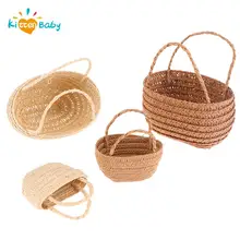 Dollhouse Miniature Natural Rattan Basket Hand Woven Vegetable Food Storage Basket Wedding Sweets Gift Decoration Access