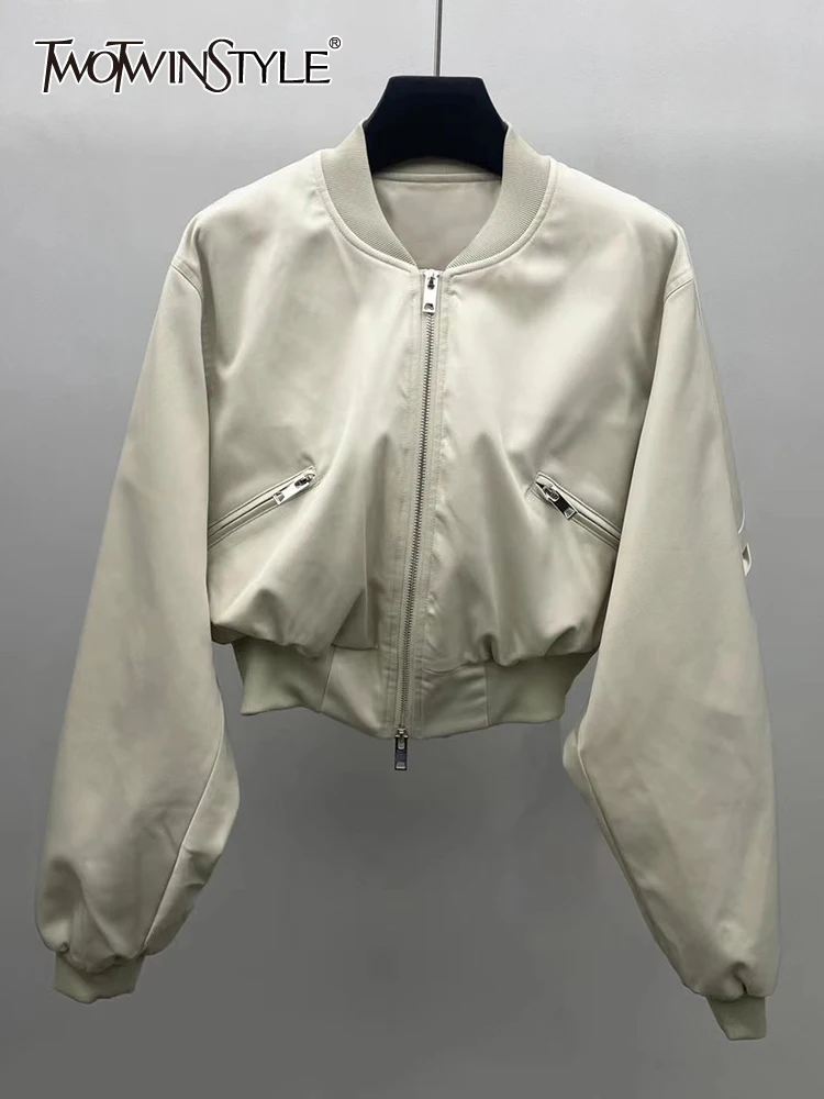 TWOTWINSTYLE Solid Minimalist Casual Jackets For Women Round Neck Long Sleeve Patchwork Zipper Chic Loose Jacket Female Clothing 
TWOTWINSTYLE Solid Minimalist Casual Jackets For Women Round Neck Long Sleeve Patchwork Zipper Chic Loose Jacket Female Clothing