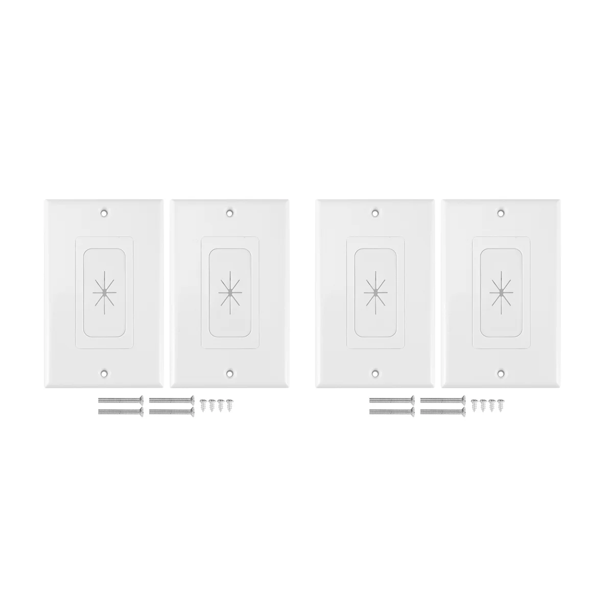 4 Pack Flexible Rubber Wall Grommet Insert with Decorator Wall Plate, 1-Gang Pass Through Plate for Low-Voltage Cables
4 Pack Flexible Rubber Wall Grommet Insert with Decorator Wall Plate, 1-Gang Pass Through Plate for Low-Voltage Cables