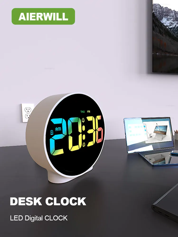 New Round Alarm Clock Cross-border Simple LED Mirror Bedside Mute Small Clock with Week Wake-up Clock
New Round Alarm Clock Cross-border Simple LED Mirror Bedside Mute Small Clock with Week Wake-up Clock