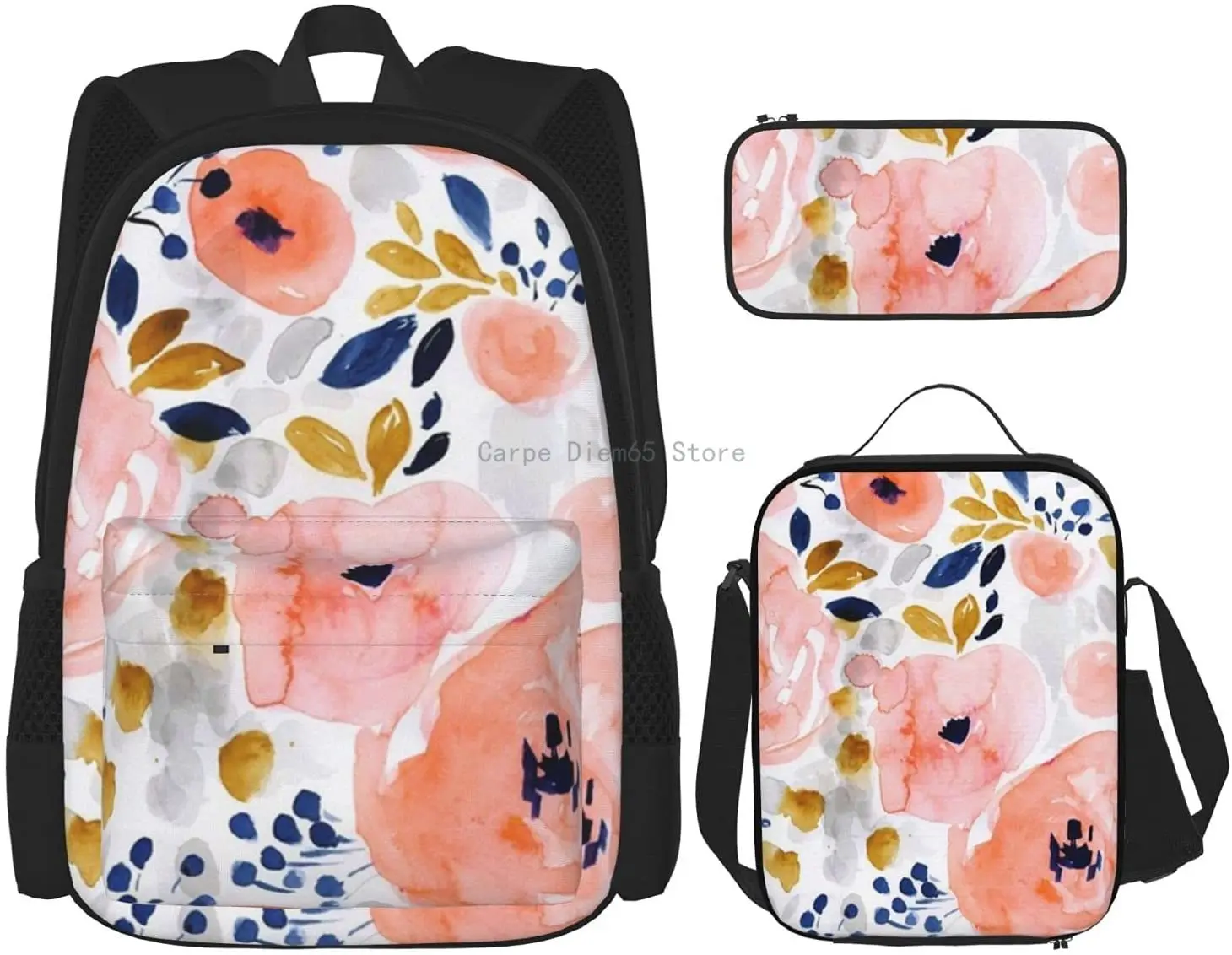 Pink Floral Backpack Set 3-Piece Teen Boys Girls Backpack Messenger Lunch Bag Pencil Case Set
Pink Floral Backpack Set 3-Piece Teen Boys Girls Backpack Messenger Lunch Bag Pencil Case Set