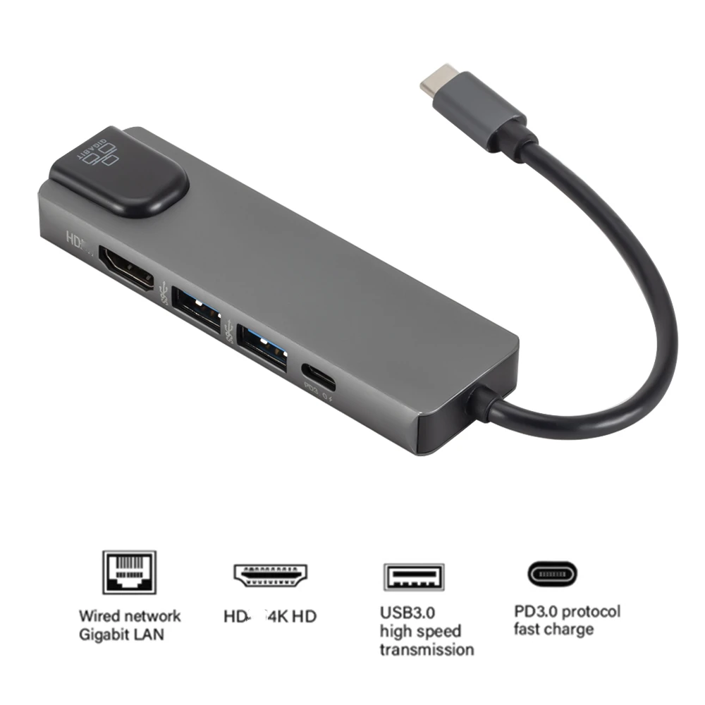USB-концентратор GOFORAY, USB C адаптер 5 в 1 для Gigabit Ethernet Rj45 Lan, Thunderbolt 3
USB-концентратор GOFORAY, USB C адаптер 5 в 1 для Gigabit Ethernet Rj45 Lan, Thunderbolt 3