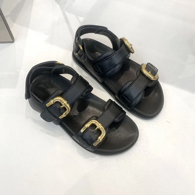 Summer New Women's Shoes Round Toe Open Toed Belt Buckle Women Sandals Luxury Cowhide Thick Bottom Flat Sandalias Feminino 
Summer New Women's Shoes Round Toe Open Toed Belt Buckle Women Sandals Luxury Cowhide Thick Bottom Flat Sandalias Feminino