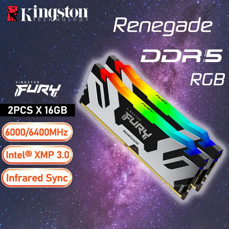 Память Kingston DDR5 FURY Renegade RGB DDR5 6000 МГц 6400 МГц 16 ГБ, модуль ОЗУ для ПК, настольный компьютер 1,35 в DIMM 288Pin, Новинка
Память Kingston DDR5 FURY Renegade RGB DDR5 6000 МГц 6400 МГц 16 ГБ, модуль ОЗУ для ПК, настольный компьютер 1,35 в DIMM 288Pin, Новинка