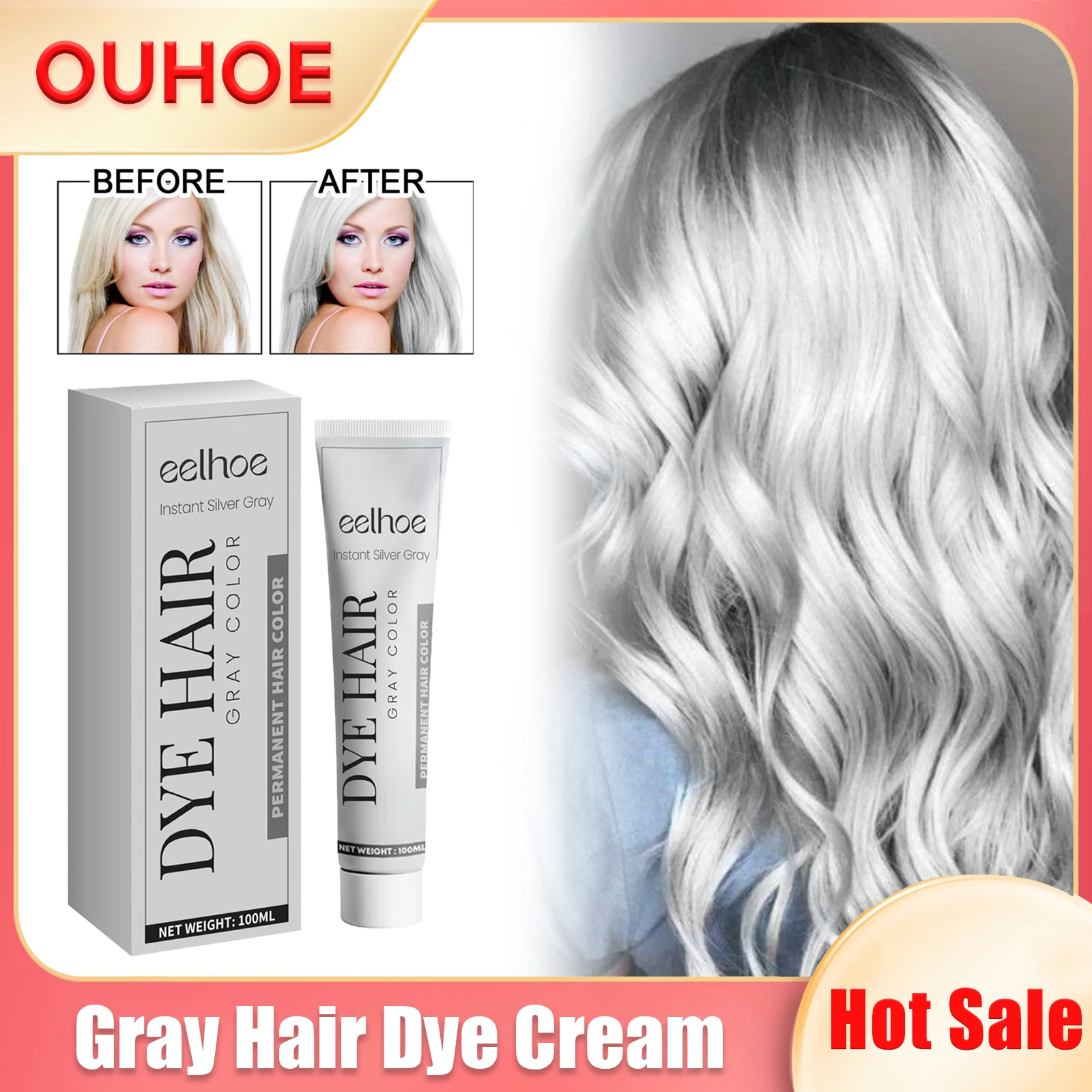 Silver Gray Hair Dye Cream Unisex Smoky Gray Punk Style Light Grey Hair Colour Dye Permanent Remove Yellow Hairs Dyeing Cream
Silver Gray Hair Dye Cream Unisex Smoky Gray Punk Style Light Grey Hair Colour Dye Permanent Remove Yellow Hairs Dyeing Cream