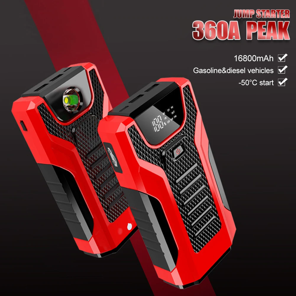 16800mAh Car Battery Jump Starter Portable 1000A Peak with Dual USB Emergency Flashlight for 12V 6.0L Gasoline 12V 4.0L Diesel
16800mAh Car Battery Jump Starter Portable 1000A Peak with Dual USB Emergency Flashlight for 12V 6.0L Gasoline 12V 4.0L Diesel