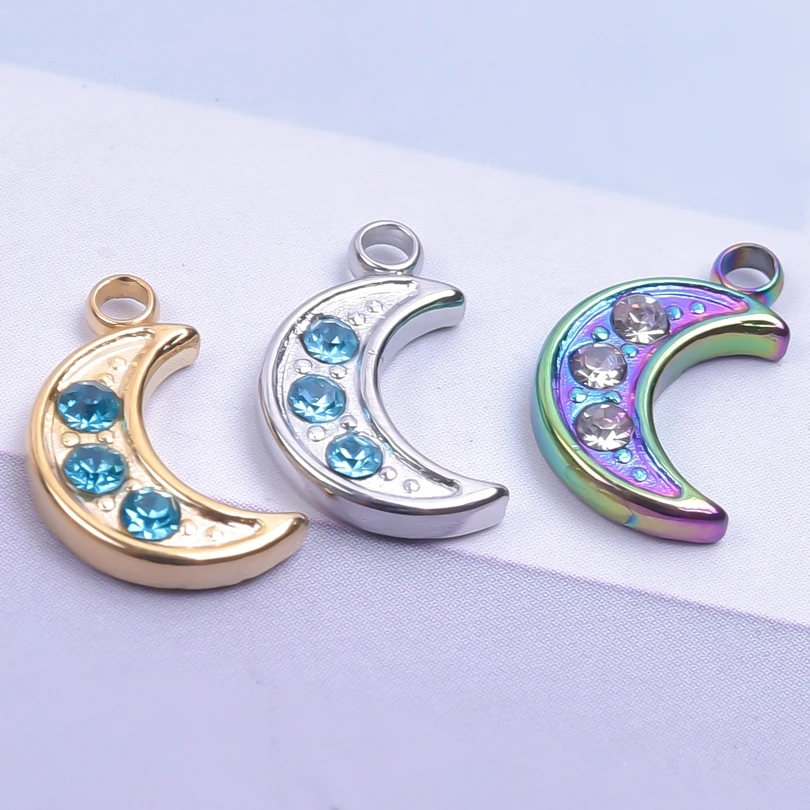3pcs Rhinestone Moon Charms For Jewelry Making Supplies Cute Accessories Stainless Steel Pendant Luna Handmade Necklace Earrings
3pcs Rhinestone Moon Charms For Jewelry Making Supplies Cute Accessories Stainless Steel Pendant Luna Handmade Necklace Earrings