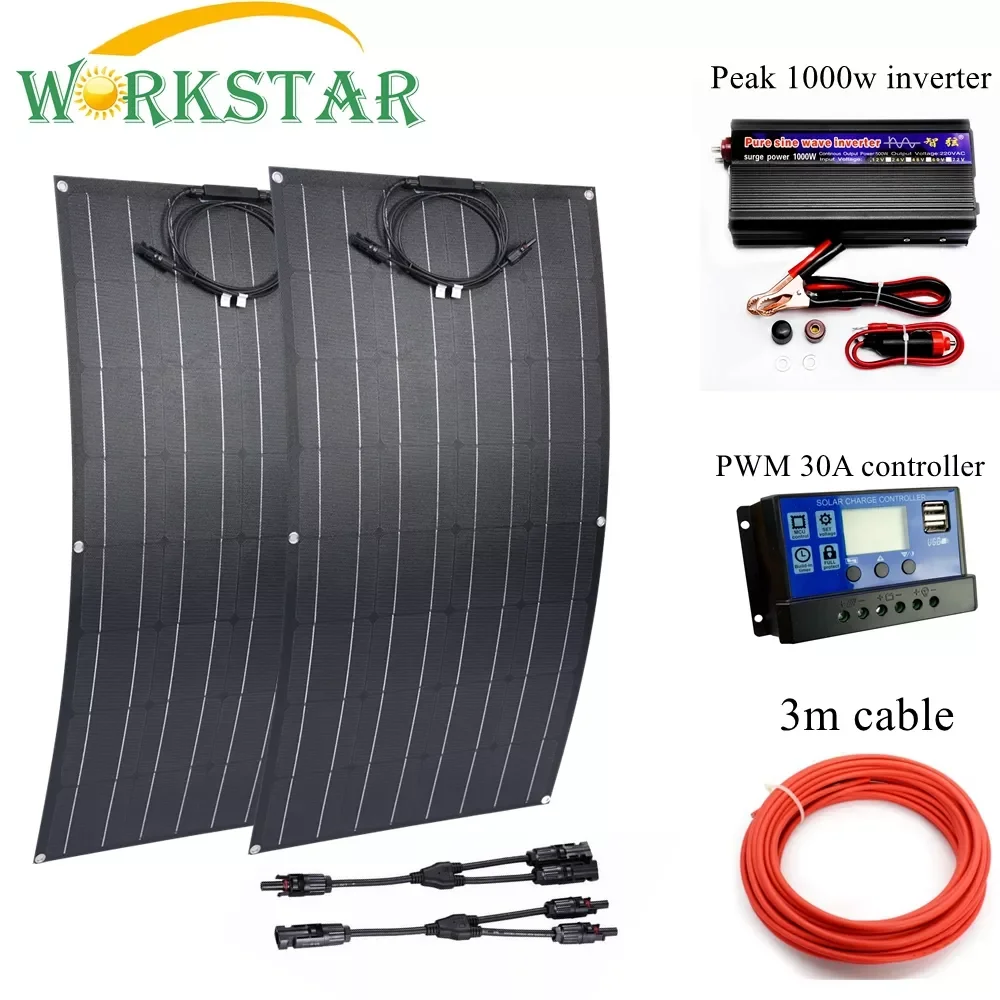 WORKSTAR 2pcs ETFE Flexible Solar Panels 18V 100w Charger for RV/Boat 200w Solar Power System for Beginner 12V Solar Charger
WORKSTAR 2pcs ETFE Flexible Solar Panels 18V 100w Charger for RV/Boat 200w Solar Power System for Beginner 12V Solar Charger