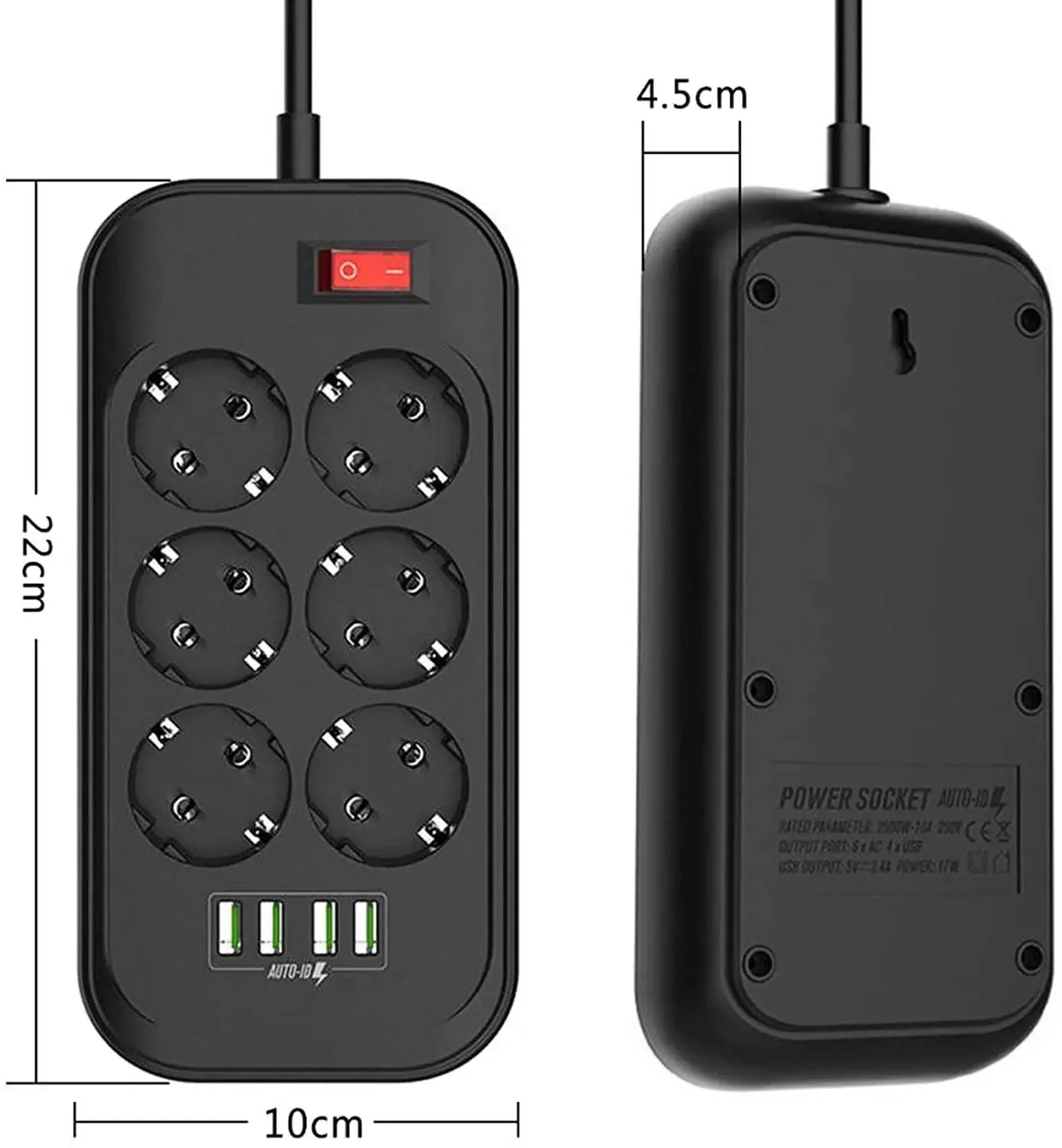 2023Power Strip, 6 Outlets 4 USB Charging Ports 2500W Power Strip Flat Plug, 2M Extension Cord, for Home, Office, Computer,solar
2023Power Strip, 6 Outlets 4 USB Charging Ports 2500W Power Strip Flat Plug, 2M Extension Cord, for Home, Office, Computer,solar