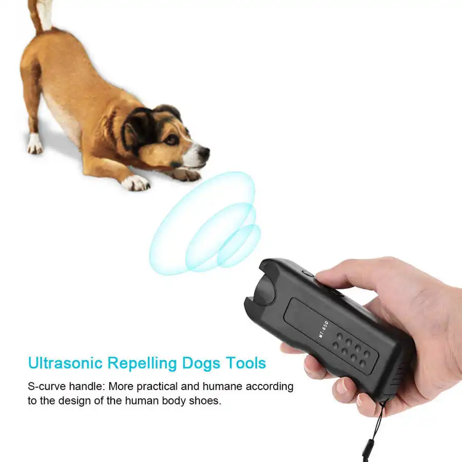 

Ultrasonic Dog Chaser Stop Aggressive Animal Attacks Dog Repeller Stop Bark Device with LED Flashlight Pet Dog Training Tools