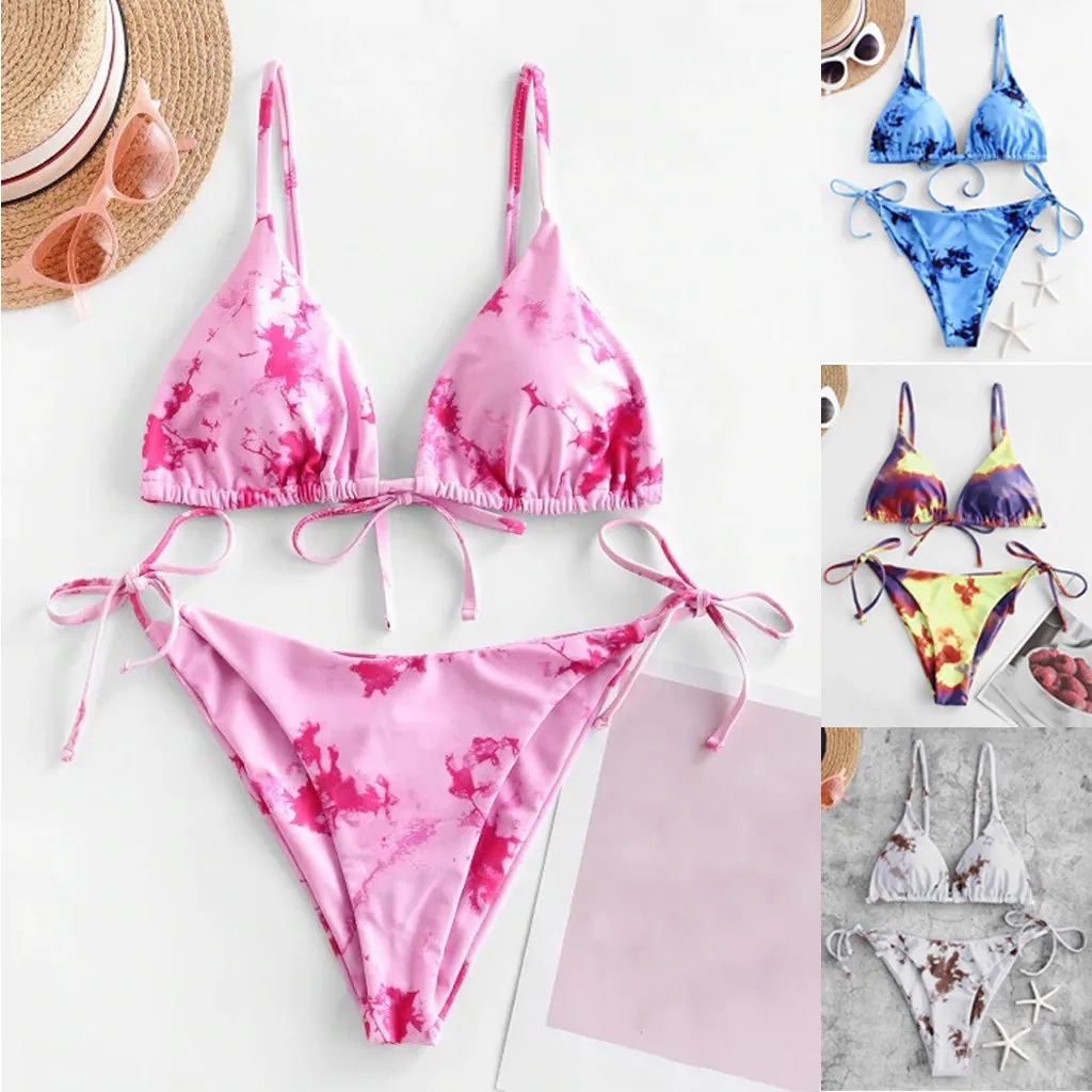 Tie-Dye Bandage Women Biquini Two-Piece Separates Low waist Brazilian Thong Sexy Swimwear Push-up Bikini Set 2021 Summer Suit
Tie-Dye Bandage Women Biquini Two-Piece Separates Low waist Brazilian Thong Sexy Swimwear Push-up Bikini Set 2021 Summer Suit