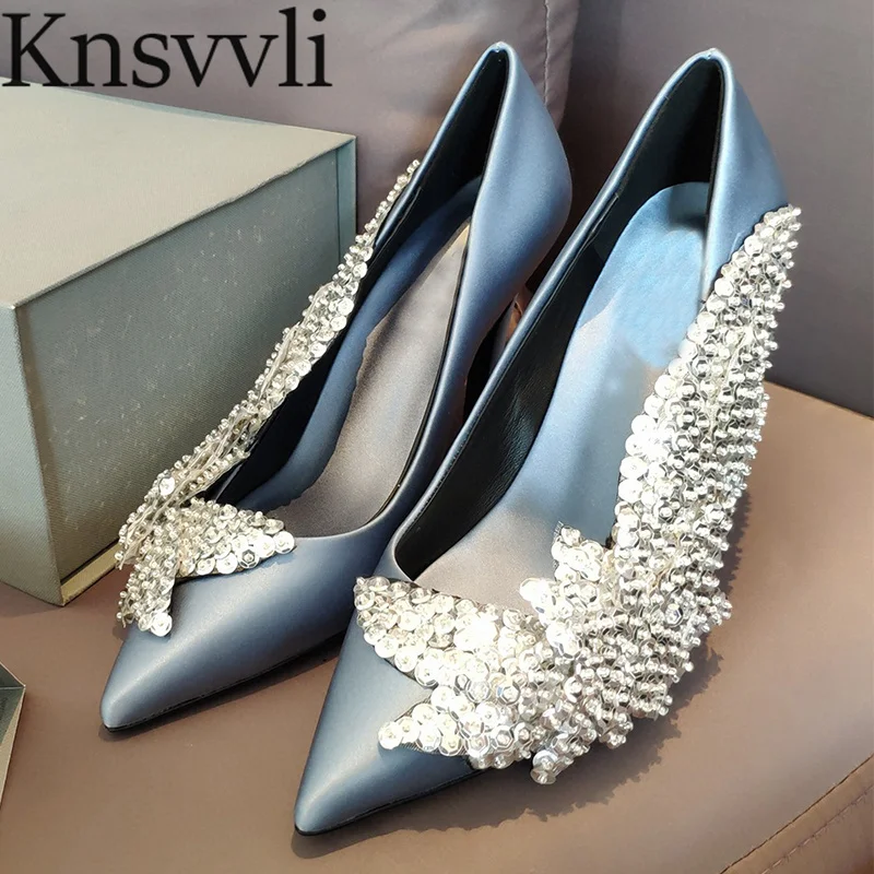 Luxury High Heel Shoes Women Satin Pointy Toe Pumps Ladies Slip-On Novelty Bling Party Wedding Heeled Shoes Woman 35-41 Size
Luxury High Heel Shoes Women Satin Pointy Toe Pumps Ladies Slip-On Novelty Bling Party Wedding Heeled Shoes Woman 35-41 Size