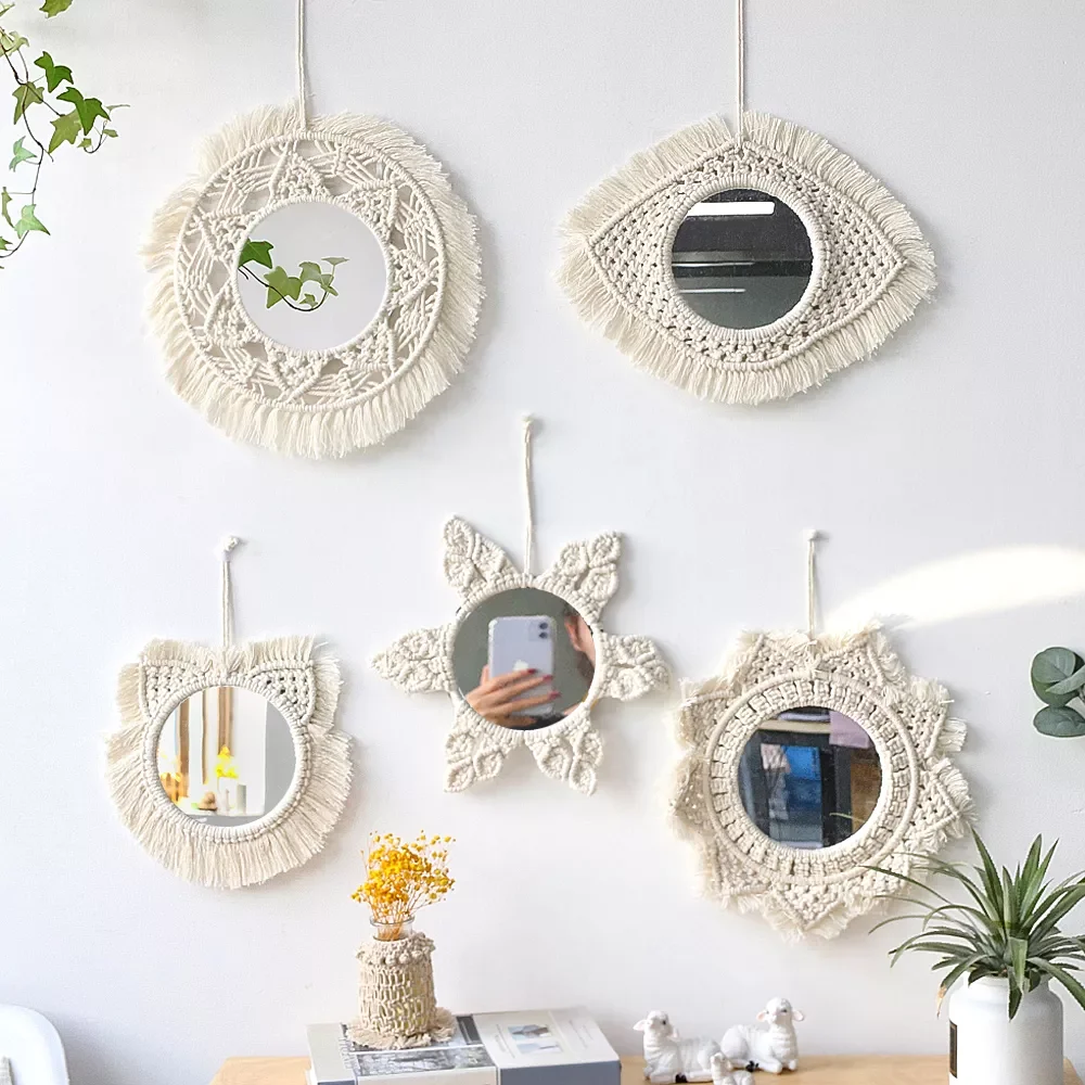 Boho Mirror Home Decor Aesthetic Macrame Wall Hanging Decorative Wall Mirrors For Apartment Livingroom Bedroom Room Decoration
Boho Mirror Home Decor Aesthetic Macrame Wall Hanging Decorative Wall Mirrors For Apartment Livingroom Bedroom Room Decoration