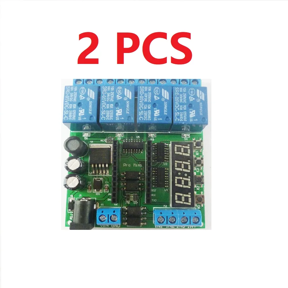 

2 Pcs DC 5-24V 4 CH Pro mini PLC Board Relay Shield Module For Arduino Multifunction Delay Timer Switch Board