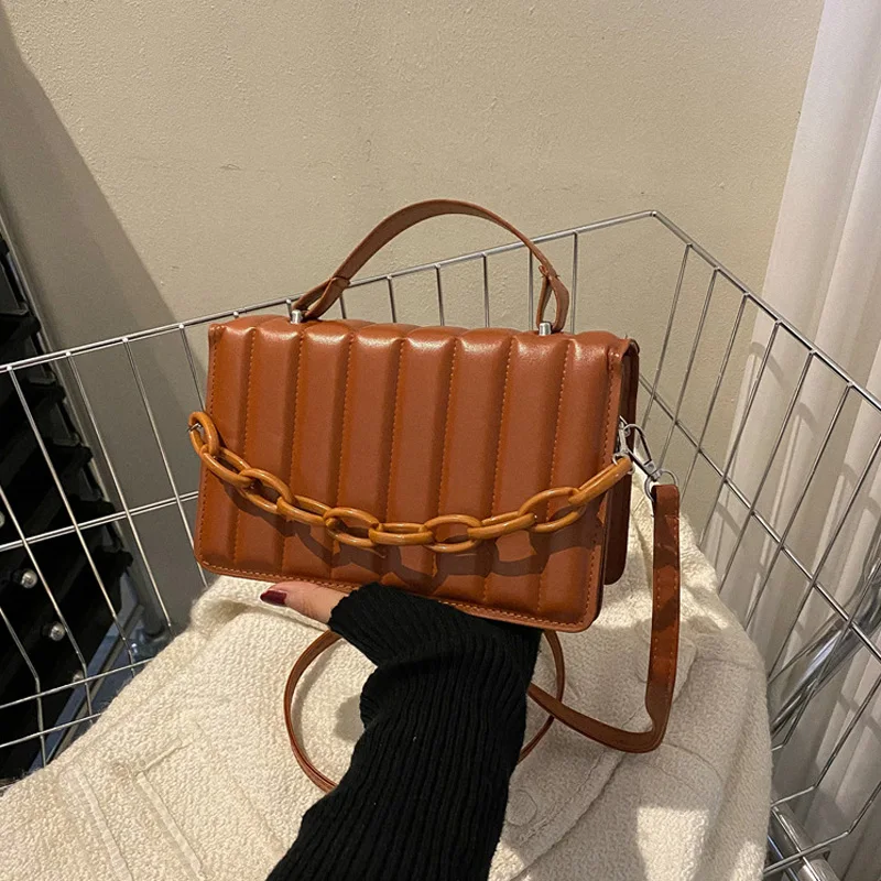 New Designer Handbags Shoulder Bag Solid Striped Pu Leather Crossbody Bags For Women Chain Small Top Handle Bag
New Designer Handbags Shoulder Bag Solid Striped Pu Leather Crossbody Bags For Women Chain Small Top Handle Bag