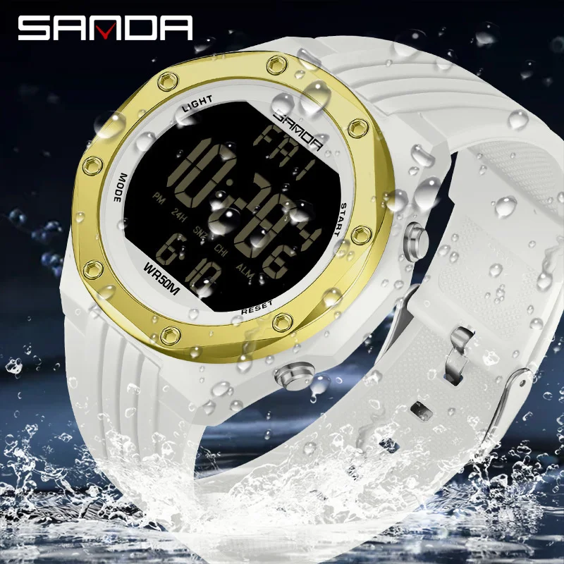 

SANDA 6093 Men Watches 50M Waterproof New Sports Military LED Digital Watch Electronic Wristwatches for Male Relogio Masculino