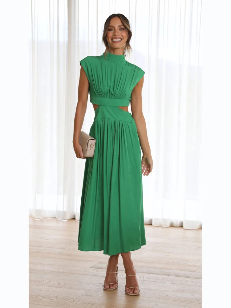 Women Spring Summer Green Long Maxi Dress Solid Color Fashion Sleeveless Backless Sweet Elegant Casual Dress 2023
Women Spring Summer Green Long Maxi Dress Solid Color Fashion Sleeveless Backless Sweet Elegant Casual Dress 2023