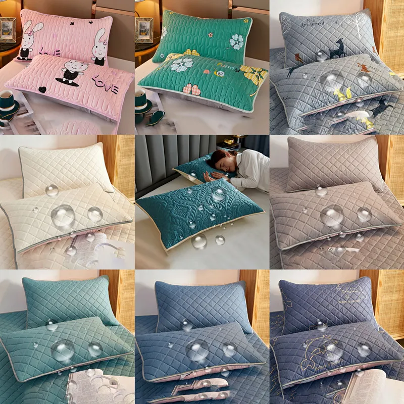 

Northern Europe double-deck Pillowcase Waterproof Anti-Mite Anti-Bacterial Quilted Cotton Pillow Case Bedroom Home Decoration