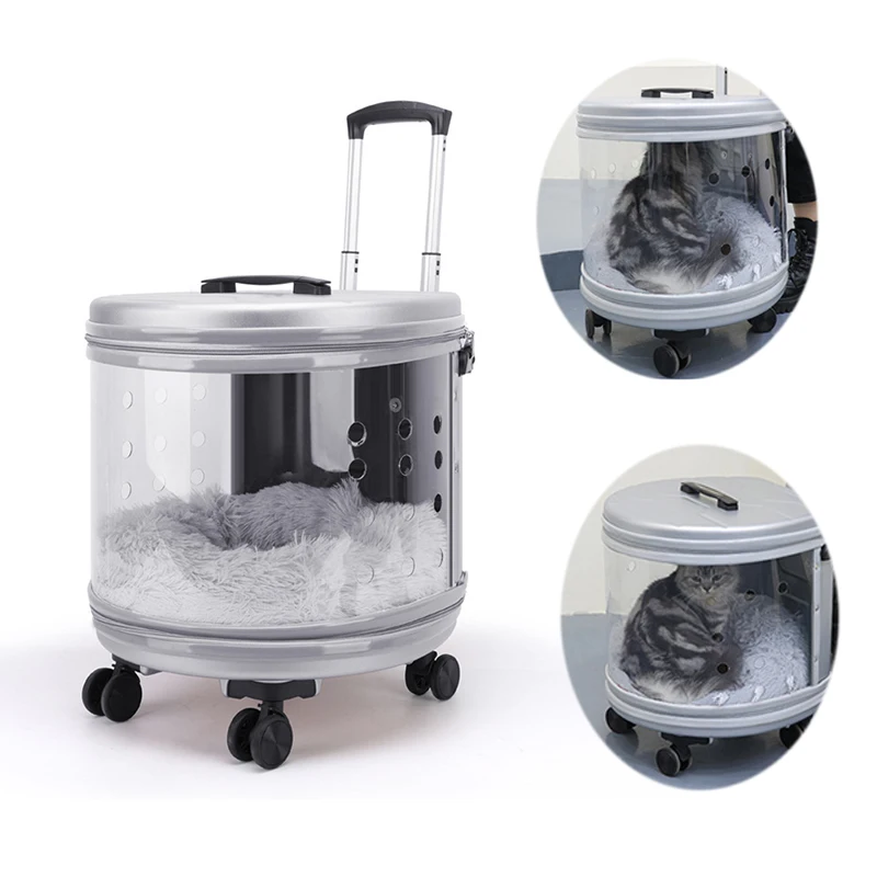 

Hittoal pet Cat Stroller Dog Portable travel Rolling Luggage Backpack Dog Transporter Carrier Travel Transparent Capsule Bag